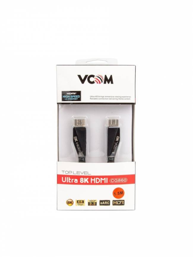 Кабель HDMI 19M/M,ver. 2.1, 8K@60 Hz 1.5m VCOM <CG860-1.5M> VCOM HDMI (m) - HDMI (m) 1.5м — для бизнеса и офиса