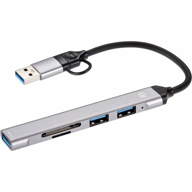 Адаптер TypeC+adapter-->USB3.0+2USB2,0+SD+TF, VCOM <DH297> Адаптер VCOM USB 2.0 Type-C+USB 2.0 Type-AM/USB 3.0+2 x USB 2.0 Type-AF+TF+SD (DH297) — для бизнеса и офиса