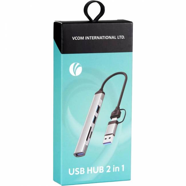 Адаптер TypeC+adapter-->USB3.0+2USB2,0+SD+TF, VCOM <DH297> Адаптер VCOM USB 2.0 Type-C+USB 2.0 Type-AM/USB 3.0+2 x USB 2.0 Type-AF+TF+SD (DH297) — для бизнеса и офиса