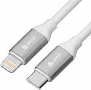GCR Кабель 0.5m TypeC/Lightning MFI POWER DELIVERY 18 W, быстрая зарядка, белый силикон, AL корпус серебро, белый ПВХ, GCR-52359 Greenconnect USB 2.0 Type-C (m) - Lightning (m) 0.5м