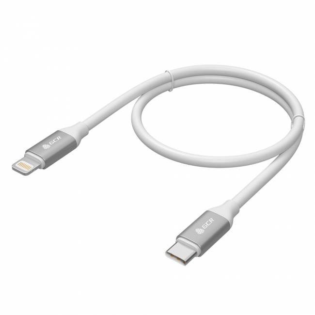 GCR Кабель 0.5m TypeC/Lightning MFI POWER DELIVERY 18 W, быстрая зарядка, белый силикон, AL корпус серебро, белый ПВХ, GCR-52359 Greenconnect USB 2.0 Type-C (m) - Lightning (m) 0.5м — для бизнеса и офиса GCR Кабель 0.5m TypeC/Lightning MFI POWER DELIVERY 18 W, быстрая зарядка, белый силикон, AL корпус серебро, белый ПВХ, GCR-52359 Greenconnect USB 2.0 Type-C (m) - Lightning (m) 0.5м — для бизнеса и офиса