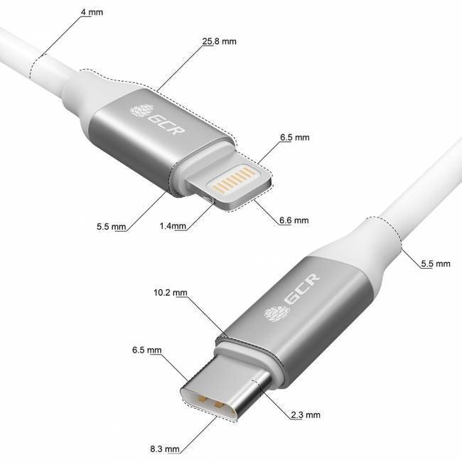 GCR Кабель 0.5m TypeC/Lightning MFI POWER DELIVERY 18 W, быстрая зарядка, белый силикон, AL корпус серебро, белый ПВХ, GCR-52359 Greenconnect USB 2.0 Type-C (m) - Lightning (m) 0.5м — для бизнеса и офиса GCR Кабель 0.5m TypeC/Lightning MFI POWER DELIVERY 18 W, быстрая зарядка, белый силикон, AL корпус серебро, белый ПВХ, GCR-52359 Greenconnect USB 2.0 Type-C (m) - Lightning (m) 0.5м — для бизнеса и офиса