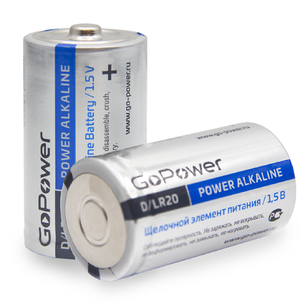 Батарейка GoPower LR20 D BL2 Alkaline 1.5V (2/12/96) блистер (2 шт.) Батарейка GoPower LR20 D (00-00017862) — для бизнеса и офиса Батарейка GoPower LR20 D BL2 Alkaline 1.5V (2/12/96) блистер (2 шт.) Батарейка GoPower LR20 D (00-00017862) — для бизнеса и офиса