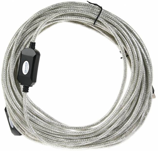 Кабель-адаптер USB2.0-repeater, удлинительный активный <Am-->Af> 15м Aopen/Qust <ACU823-15M> AOpen USB 2.0 Type-AM - USB 2.0 Type-AF 15м — для бизнеса и офиса
