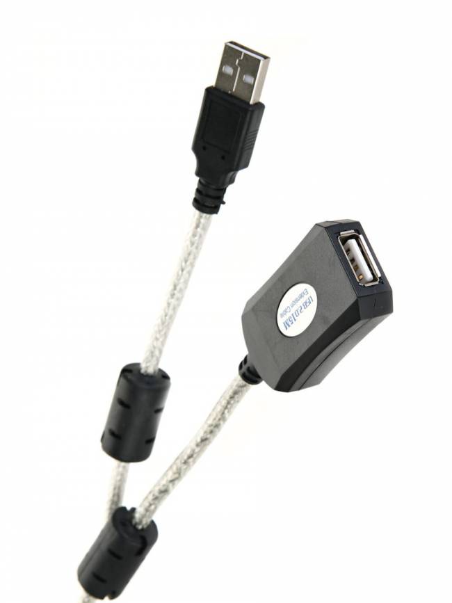 Кабель-адаптер USB2.0-repeater, удлинительный активный <Am-->Af> 15м Aopen/Qust <ACU823-15M> AOpen USB 2.0 Type-AM - USB 2.0 Type-AF 15м — для бизнеса и офиса