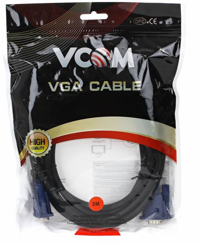 Кабель монитор-SVGA card (15M-15M) 3.0м 2 фильтра VCOM <VVG6448-3M> VCOM VGA (m) - VGA (m) 3м — для бизнеса и офиса