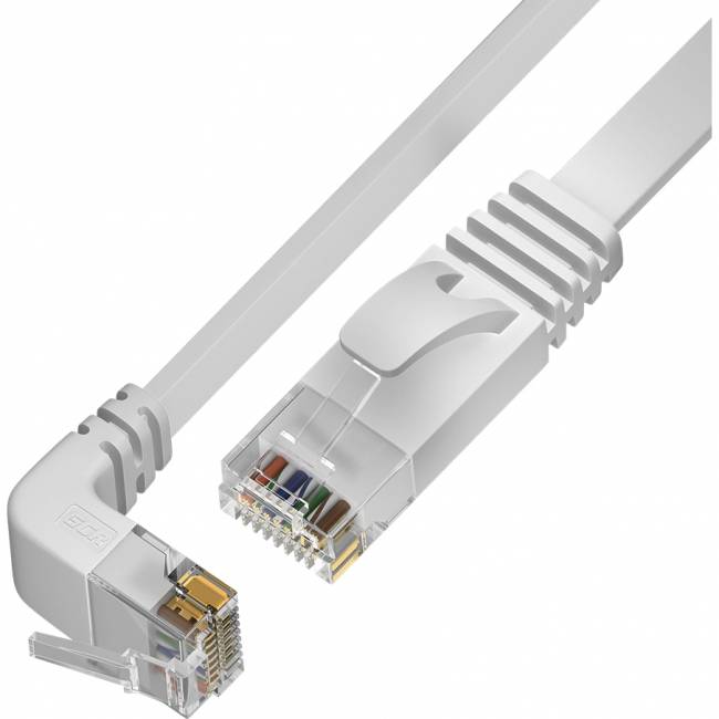 GCR Патч-корд PROF плоский 3.0m, UTP медь кат.6, белый, нижний угол, ethernet high speed 10 Гбит/с, RJ45, T568B Greenconnect GCR-54656 — для бизнеса и офиса
