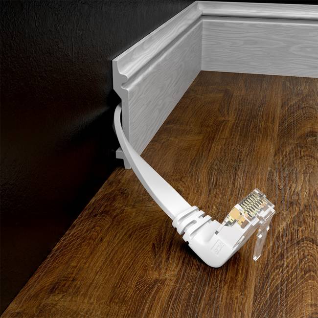 GCR Патч-корд PROF плоский 3.0m, UTP медь кат.6, белый, нижний угол, ethernet high speed 10 Гбит/с, RJ45, T568B Greenconnect GCR-54656 — для бизнеса и офиса