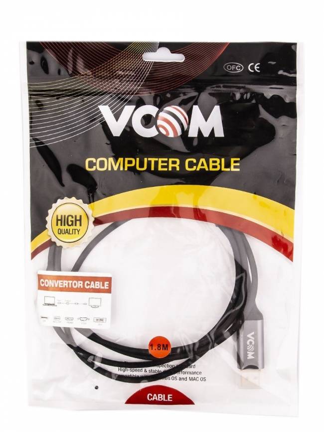 Кабель-адаптер USB 3.1 Type-Cm --> DP(m) 4K@60Hz, 1.8m , Aluminium Shell,VCOM <CU422MC-1.8M> VCOM USB 3.2 Type-C (m) - DisplayPort (m) — для бизнеса и офиса Кабель-адаптер USB 3.1 Type-Cm --> DP(m) 4K@60Hz, 1.8m , Aluminium Shell,VCOM <CU422MC-1.8M> VCOM USB 3.2 Type-C (m) - DisplayPort (m) — для бизнеса и офиса