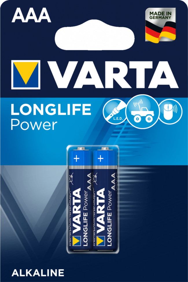 Батарейка Varta LONGLIFE POWER (HIGH ENERGY) LR03 AAA BL2 Alkaline 1.5V (4903) (2/20/100) (2 шт.) VARTA 04903121412 — для бизнеса и офиса Батарейка Varta LONGLIFE POWER (HIGH ENERGY) LR03 AAA BL2 Alkaline 1.5V (4903) (2/20/100) (2 шт.) VARTA 04903121412 — для бизнеса и офиса