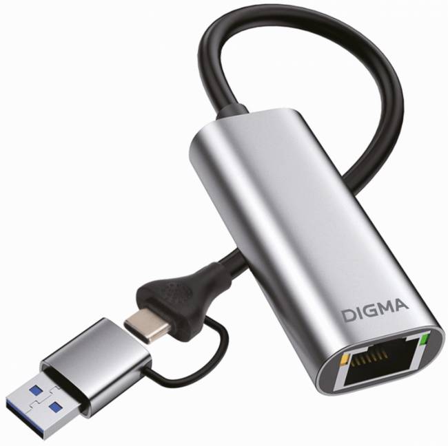 Сетевой адаптер Gigabit Ethernet Digma DLA-GEUC01 — для бизнеса и офиса Сетевой адаптер Gigabit Ethernet Digma DLA-GEUC01 — для бизнеса и офиса