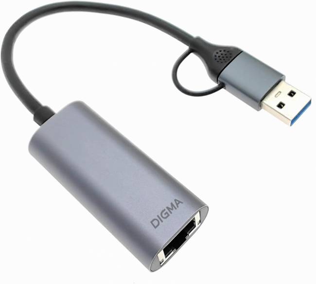 Сетевой адаптер Gigabit Ethernet Digma DLA-GEUC01 — для бизнеса и офиса Сетевой адаптер Gigabit Ethernet Digma DLA-GEUC01 — для бизнеса и офиса