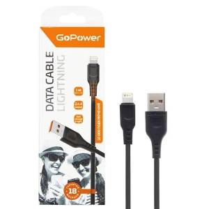 Кабель GoPower GP01L USB - Lightning 2.4А, 1м, ПВХ черный