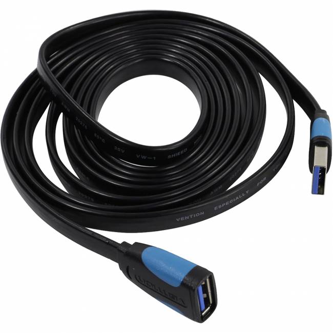 Кабель-удлинитель Vention USB 3.0 AM/AF - 2 м плоский Кабель-удлинитель Vention USB 3.0 AM/AF - 2 м (VAS-A13-B200) — для бизнеса и офиса