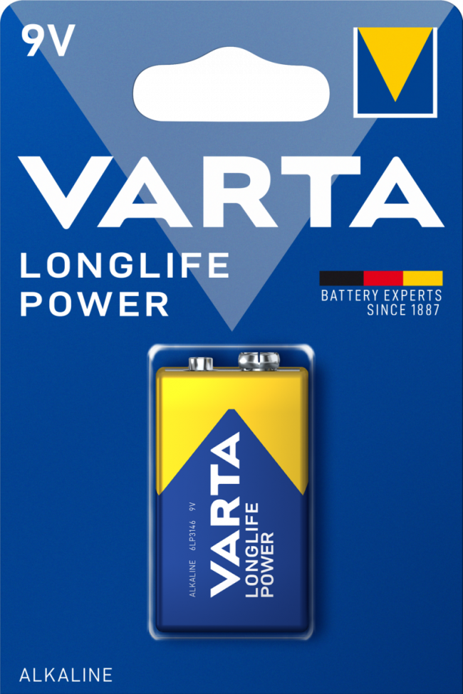 Батарейка Varta LONGLIFE POWER (HIGH ENERGY) Крона 6LR61 BL1 Alkaline 9V (4922) (1/10/50) (1 шт.) VARTA 04922121411 — для бизнеса и офиса Батарейка Varta LONGLIFE POWER (HIGH ENERGY) Крона 6LR61 BL1 Alkaline 9V (4922) (1/10/50) (1 шт.) VARTA 04922121411 — для бизнеса и офиса
