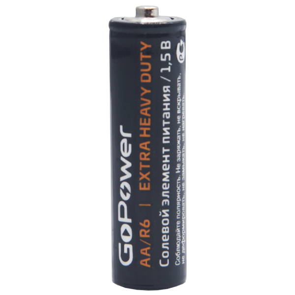 Батарейка GoPower R6 AA Shrink 4 Heavy Duty 1.5V (4/60/1200) (60 шт.) Батарейка GoPower R6 AA (00-00015592) — для бизнеса и офиса Батарейка GoPower R6 AA Shrink 4 Heavy Duty 1.5V (4/60/1200) (60 шт.) Батарейка GoPower R6 AA (00-00015592) — для бизнеса и офиса