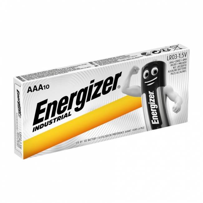 Батарейка Energizer INDUSTRIAL LR03 AAA BOX10 Alkaline 1.5V (10/120) Energizer 00-00008440 — для бизнеса и офиса Батарейка Energizer INDUSTRIAL LR03 AAA BOX10 Alkaline 1.5V (10/120) Energizer 00-00008440 — для бизнеса и офиса