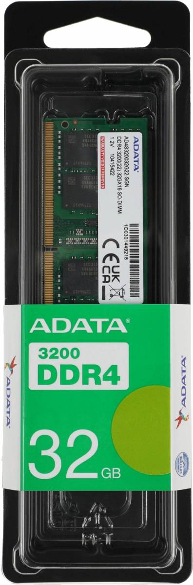 Память DDR4 32Gb 3200MHz ADATA AD4S320032G22-SGN — для бизнеса и офиса Память DDR4 32Gb 3200MHz ADATA AD4S320032G22-SGN — для бизнеса и офиса