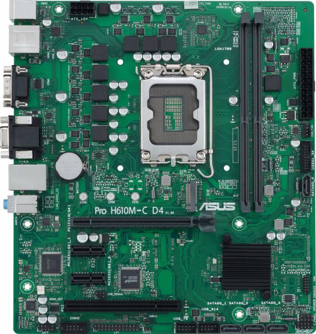 Материнская плата ASUS PRO H610M-C D4-CSM — для бизнеса и офиса Материнская плата ASUS PRO H610M-C D4-CSM — для бизнеса и офиса