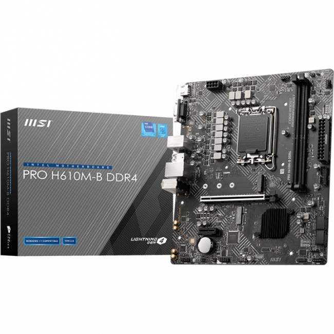 Материнская плата MSI PRO H610M-B DDR4 — для бизнеса и офиса Материнская плата MSI PRO H610M-B DDR4 — для бизнеса и офиса
