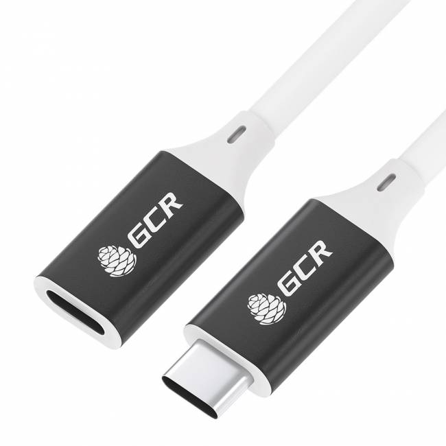 GCR Удлинитель USB 3.1 Type C-С, 3.0m белый, 100W/20V/5A, M/F, TPE, AL сase черный, белый ПВХ, экран, армированный, GCR-53735 Удлинитель Greenconnect 3 м (GCR-53735) — для бизнеса и офиса