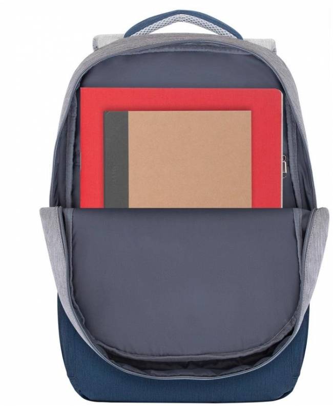 Рюкзак для ноутбука 17.3" Riva 7567 GREY/DARK BLUE — для бизнеса и офиса Рюкзак для ноутбука 17.3" Riva 7567 GREY/DARK BLUE — для бизнеса и офиса