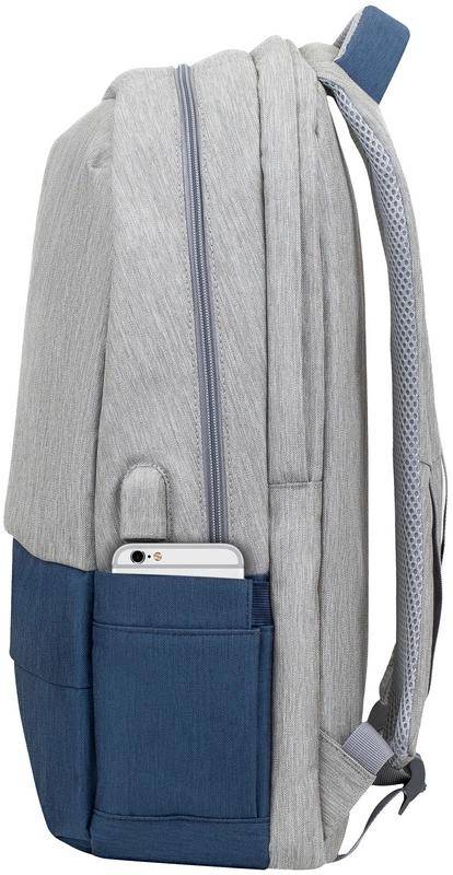 Рюкзак для ноутбука 17.3" Riva 7567 GREY/DARK BLUE — для бизнеса и офиса Рюкзак для ноутбука 17.3" Riva 7567 GREY/DARK BLUE — для бизнеса и офиса