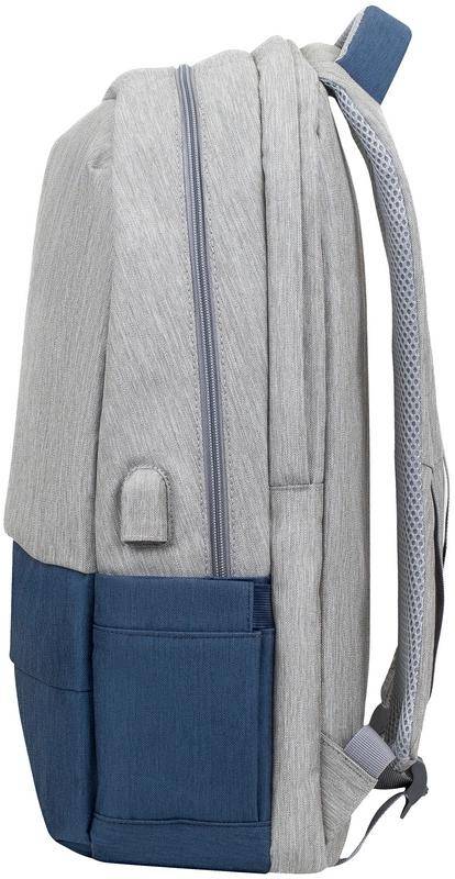 Рюкзак для ноутбука 17.3" Riva 7567 GREY/DARK BLUE — для бизнеса и офиса Рюкзак для ноутбука 17.3" Riva 7567 GREY/DARK BLUE — для бизнеса и офиса