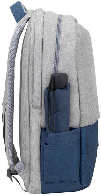 Рюкзак для ноутбука 17.3" Riva 7567 GREY/DARK BLUE — для бизнеса и офиса Рюкзак для ноутбука 17.3" Riva 7567 GREY/DARK BLUE — для бизнеса и офиса