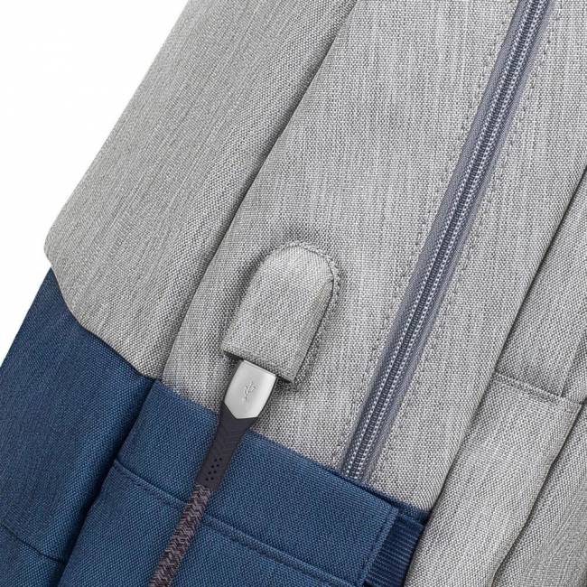 Рюкзак для ноутбука 17.3" Riva 7567 GREY/DARK BLUE — для бизнеса и офиса Рюкзак для ноутбука 17.3" Riva 7567 GREY/DARK BLUE — для бизнеса и офиса