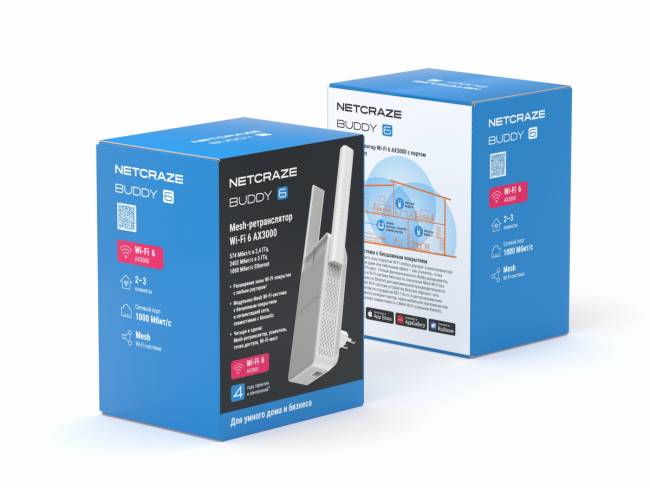 Wi-Fi Mesh-ретранслятор Netcraze Netcraze Buddy 6 (NC-3411) — для бизнеса и офиса Wi-Fi Mesh-ретранслятор Netcraze Netcraze Buddy 6 (NC-3411) — для бизнеса и офиса