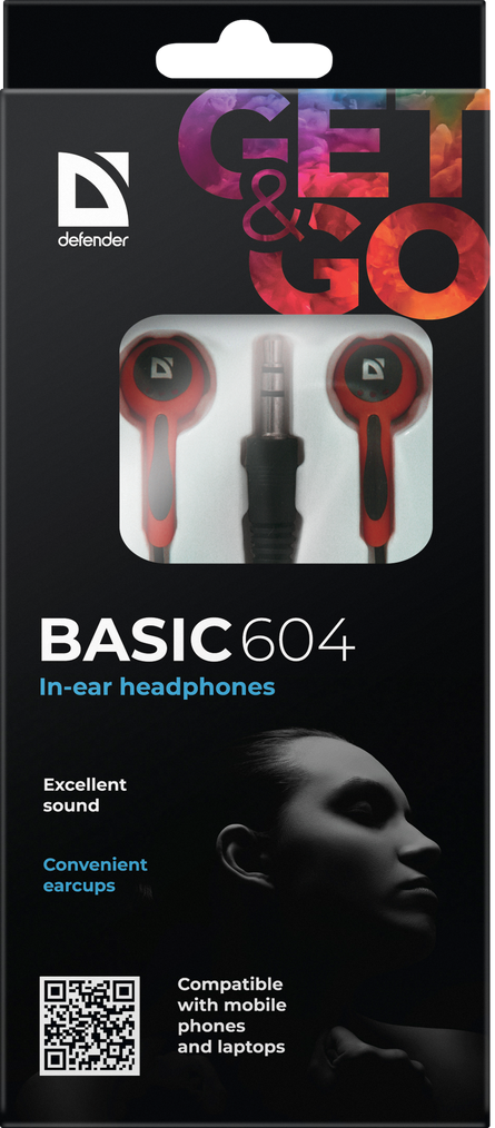 Defender Наушники вставки Basic 604 черный + красный Defender Basic 604 — для бизнеса и офиса