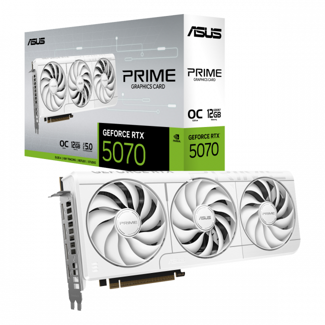 Видеокарта ASUS PRIME RTX5070 O12G WHITE — для бизнеса и офиса Видеокарта ASUS PRIME RTX5070 O12G WHITE — для бизнеса и офиса