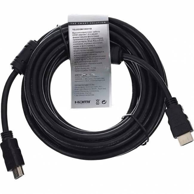 Кабель Telecom HDMI 19M/M+2 фильтра 1.4V W/Ethernet/3D <CG511D-7.5M> VCOM CG511D-7.5M — для бизнеса и офиса