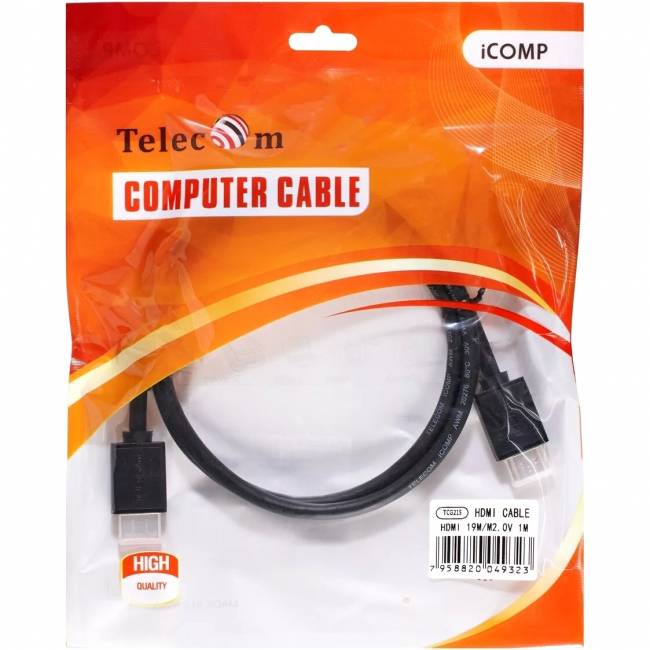 Кабель HDMI-19M --- HDMI-19M ver 2.0+3D/Ethernet ,1m Telecom <TCG215-1M> Telecom TCG215-1M — для бизнеса и офиса