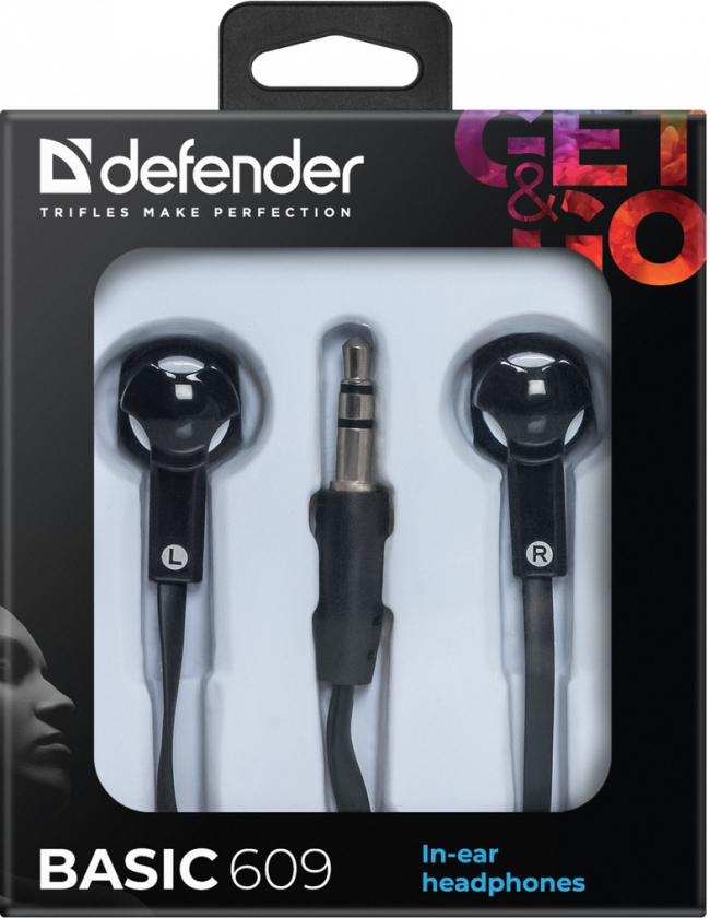 Defender Наушники вставки Basic 609 черный + белый Defender Basic 609 — для бизнеса и офиса
