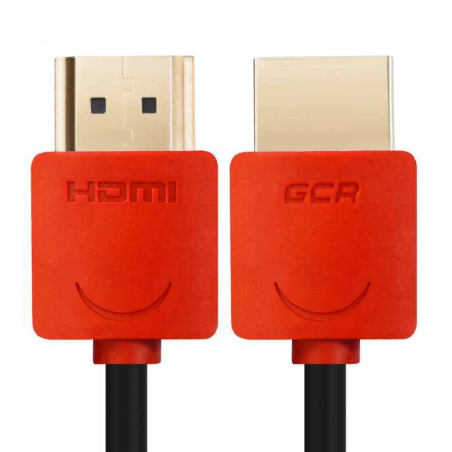 Greenconnect Кабель SLIM 3.0m HDMI 2.0, красные коннекторы Slim, OD3.8mm, HDR 4:2:2, Ultra HD, 4K 60 fps 60Hz, 3D, AUDIO, 18.0 Гбит/с, 32/32 AWG, GCR-51601 Greenconnect HDMI (m) - HDMI (m) 3м — для бизнеса и офиса