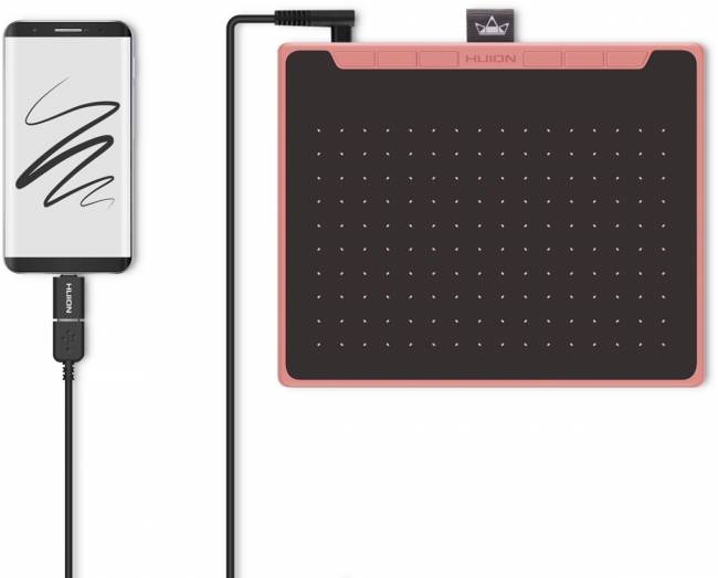 Графический планшет Huion Inspiroy RTS-300 Pink — для бизнеса и офиса Графический планшет Huion Inspiroy RTS-300 Pink — для бизнеса и офиса