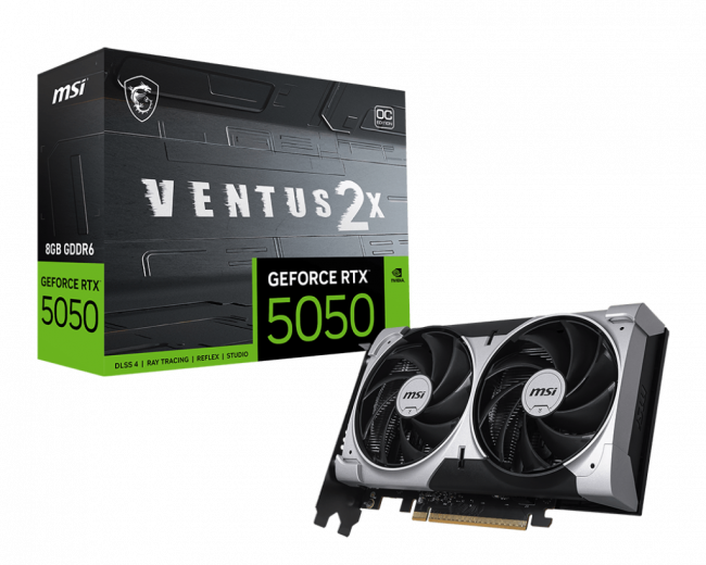 Видеокарта MSI GeForce RTX 5050 8G VENTUS 2X OC — для бизнеса и офиса Видеокарта MSI GeForce RTX 5050 8G VENTUS 2X OC — для бизнеса и офиса
