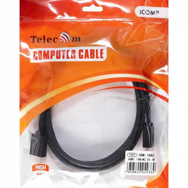 Кабель HDMI-19M --- HDMI-19M ver 2.0+3D/Ethernet ,2m Telecom <TCG215-2M> Кабель Telecom HDMI (m)/HDMI (m) - 2 м (TCG215-2M) — для бизнеса и офиса