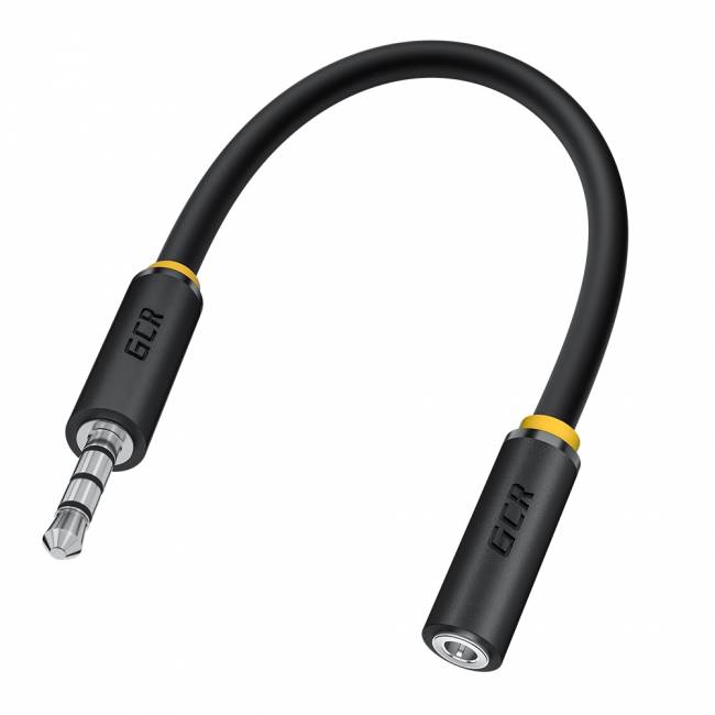 GCR Удлинитель для гарнитуры 0.15m jack 3,5mm/jack 3,5mm черный, желтая окантовка, 28AWG, M/F, GCR-53262 Greenconnect jack 3,5mm (m) - jack 3,5mm (f) 3.5  0.15м черный — для бизнеса и офиса