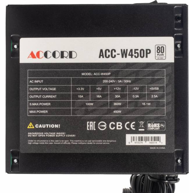 Блок питания Accord ACC-W450P — для бизнеса и офиса Блок питания Accord ACC-W450P — для бизнеса и офиса