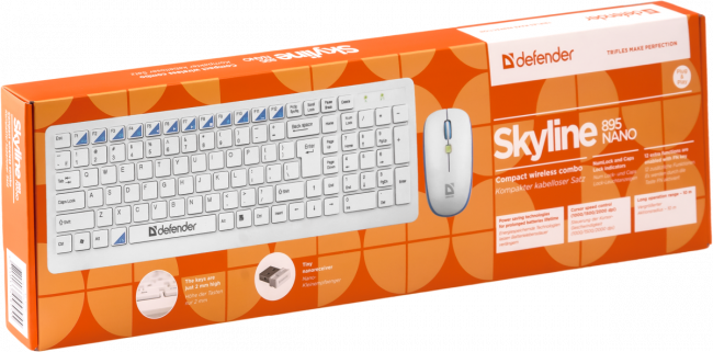 Defender Беспроводной набор Skyline 895 RU,белый,мультимедийный USB Defender Skyline 895 — для бизнеса и офиса