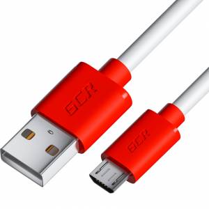 GCR Кабель 1.5m MicroUSB, белый, красные коннекторы, быстрая зарядка, 28/24 AWG, GCR-53216 Кабель Greenconnect 1.5 м (GCR-53216)