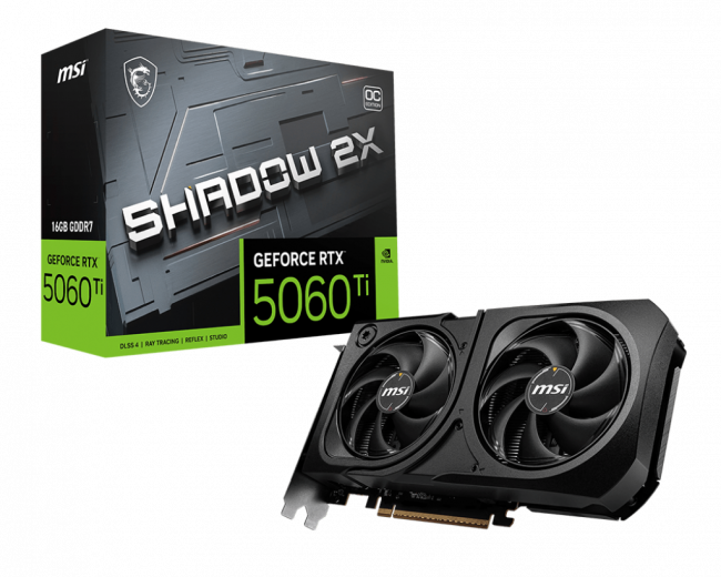 Видеокарта MSI GeForce RTX 5060 Ti 16G SHADOW 2X OC PLUS — для бизнеса и офиса Видеокарта MSI GeForce RTX 5060 Ti 16G SHADOW 2X OC PLUS — для бизнеса и офиса