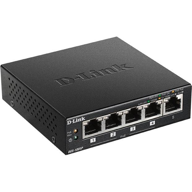 Коммутатор D-Link DGS-1005P/B1A — для бизнеса и офиса Коммутатор D-Link DGS-1005P/B1A — для бизнеса и офиса