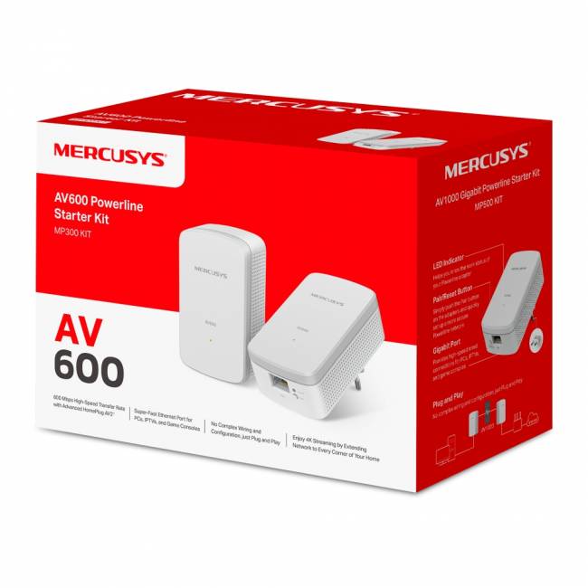 AV600 Комплект Powerline-адаптеров Mercusys Technologies CO MP300 KIT — для бизнеса и офиса AV600 Комплект Powerline-адаптеров Mercusys Technologies CO MP300 KIT — для бизнеса и офиса