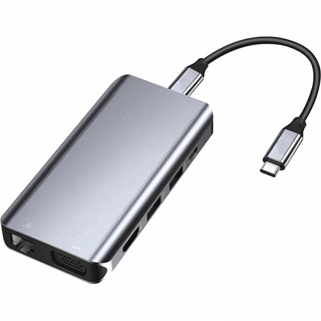 GCR TypeC Hub 10 в 1 HDMI + VGA + RJ45 + USB3.0 x3 + Card Reader + Audio + TypeC PD Адаптер-переходник Greenconnect Type C/RJ45+HDMI+VGA+USB3.0+Type C+Card Reader (GCR-VHUSDA45) — для бизнеса и офиса GCR TypeC Hub 10 в 1 HDMI + VGA + RJ45 + USB3.0 x3 + Card Reader + Audio + TypeC PD Адаптер-переходник Greenconnect Type C/RJ45+HDMI+VGA+USB3.0+Type C+Card Reader (GCR-VHUSDA45) — для бизнеса и офиса