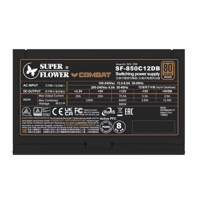 Блок питания 850Вт Super Flower Combat DB 850W ATX3.1 (SF-850C12DB) — для бизнеса и офиса Блок питания 850Вт Super Flower Combat DB 850W ATX3.1 (SF-850C12DB) — для бизнеса и офиса