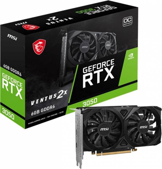 Видеокарта MSI RTX 3050 VENTUS 2X E 6G OC — для бизнеса и офиса Видеокарта MSI RTX 3050 VENTUS 2X E 6G OC — для бизнеса и офиса